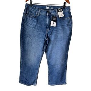 WOMEN'S LEE jean REGULAR FIT CAPRI MID RISE SEATTLE FOG blue plus size14M